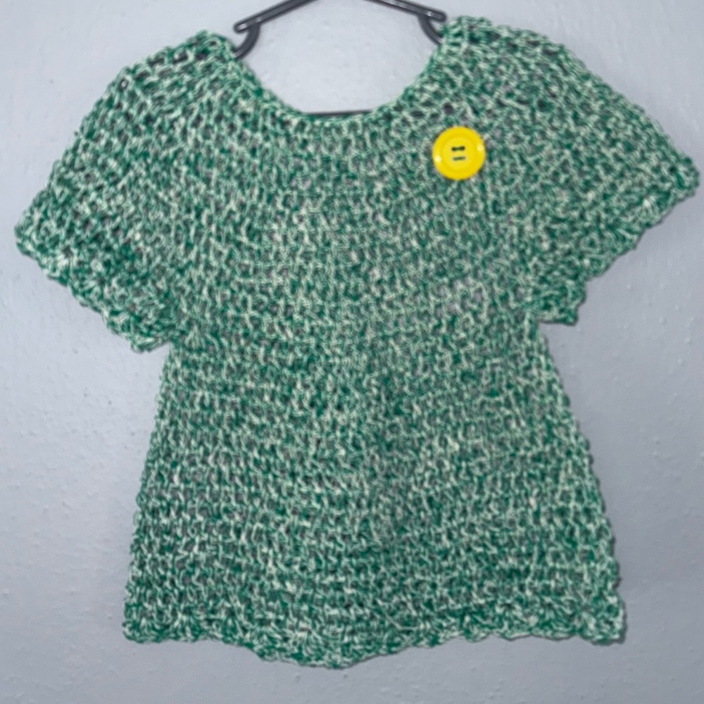 Handmade Green Knit Girl Top 2 a 4 years crochet